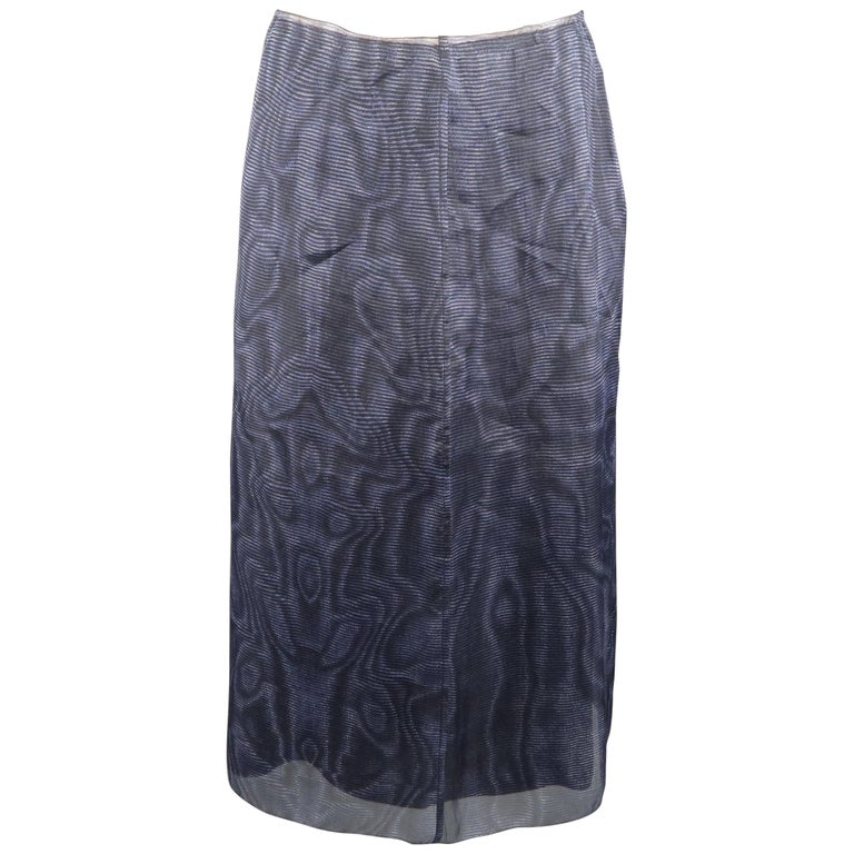 Prada Blue Silk Long Skirt