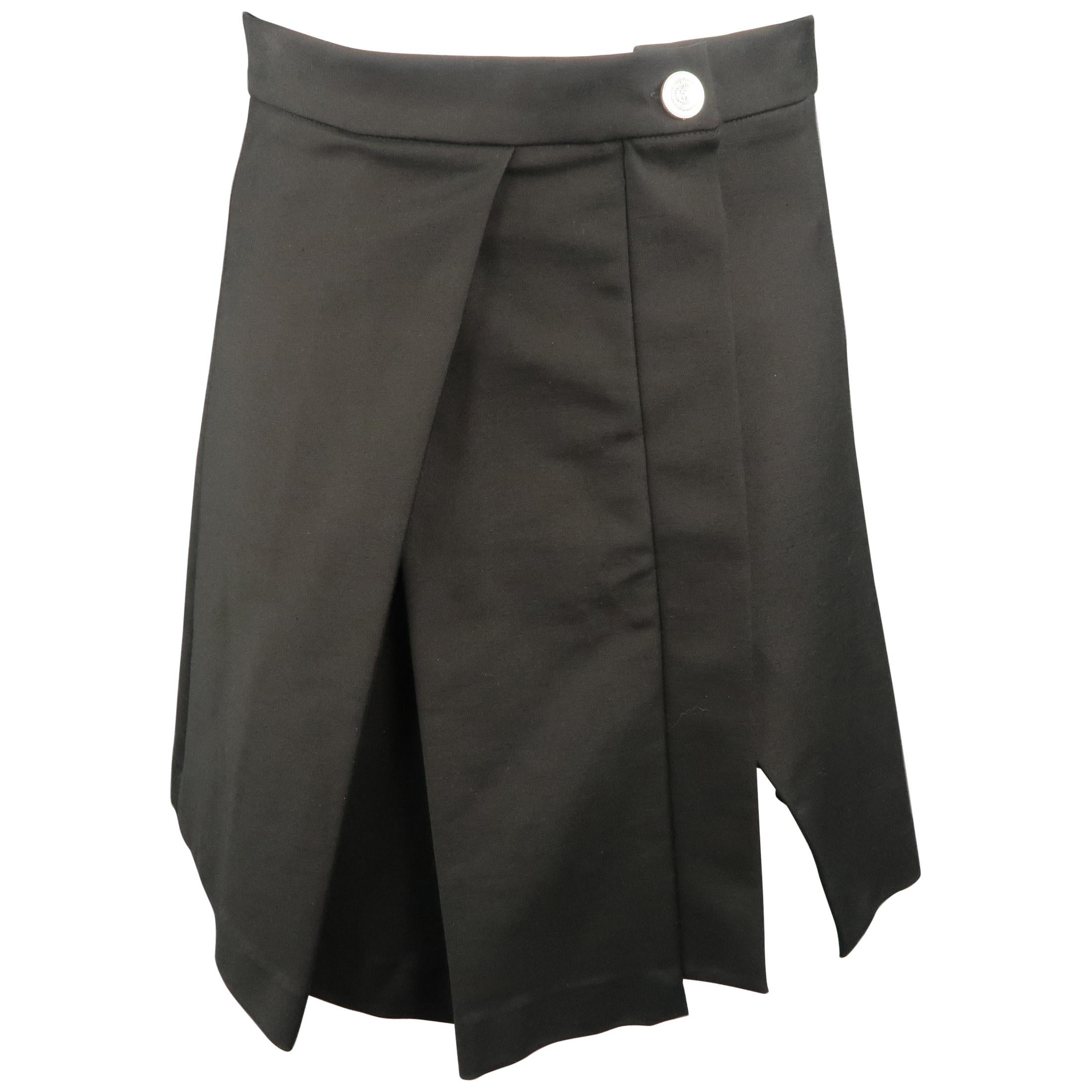 VERSUS by GIANNI VERSACE Size 6 Black Cotton Asymmetrical Skirt