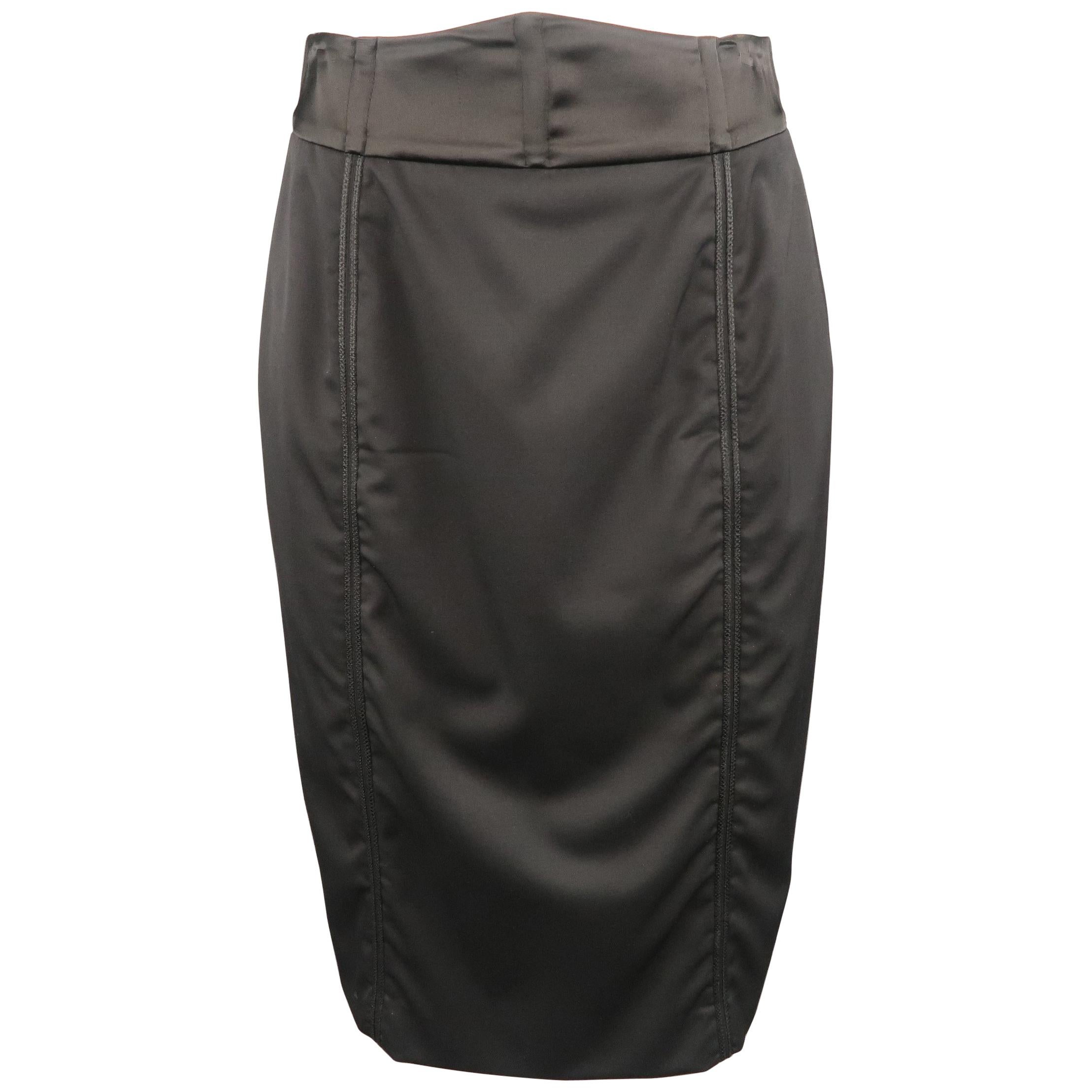 STELLA McCARTNEY Size 6 Black Wool Double Zipper Pencil Skirt