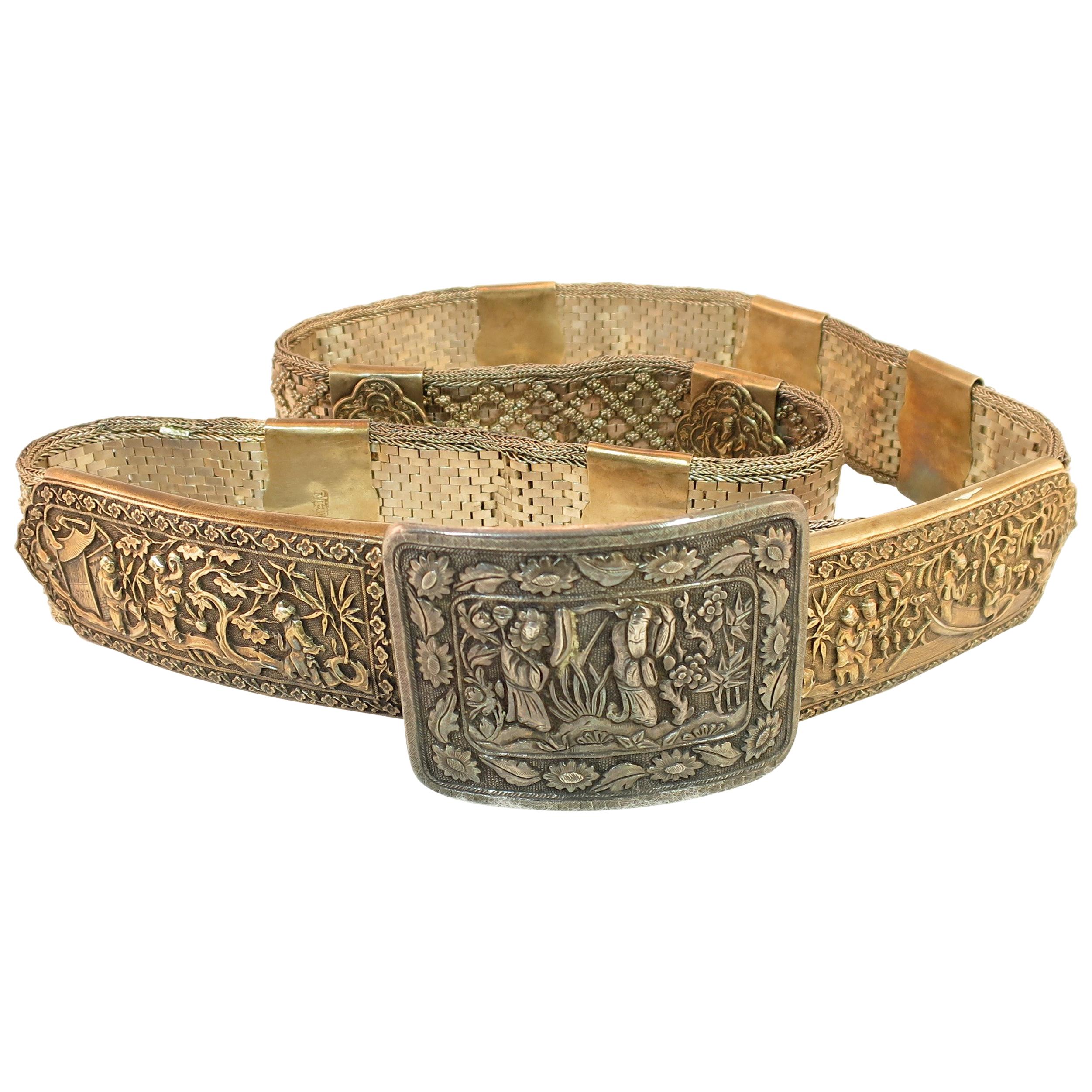 Early 19th Century Asian Silver Belt, China 1830s For Sale