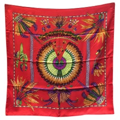 Hermes Vintage Brazil Silk Scarf in Red