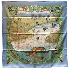 Hermes La Treve de l'Eau Silk Scarf in Baby Blue