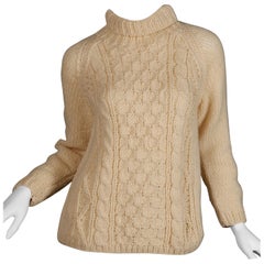 1960s Marietta Larsen Vintage Chunky Hand Knit 100% Wool Sweater or Jumper