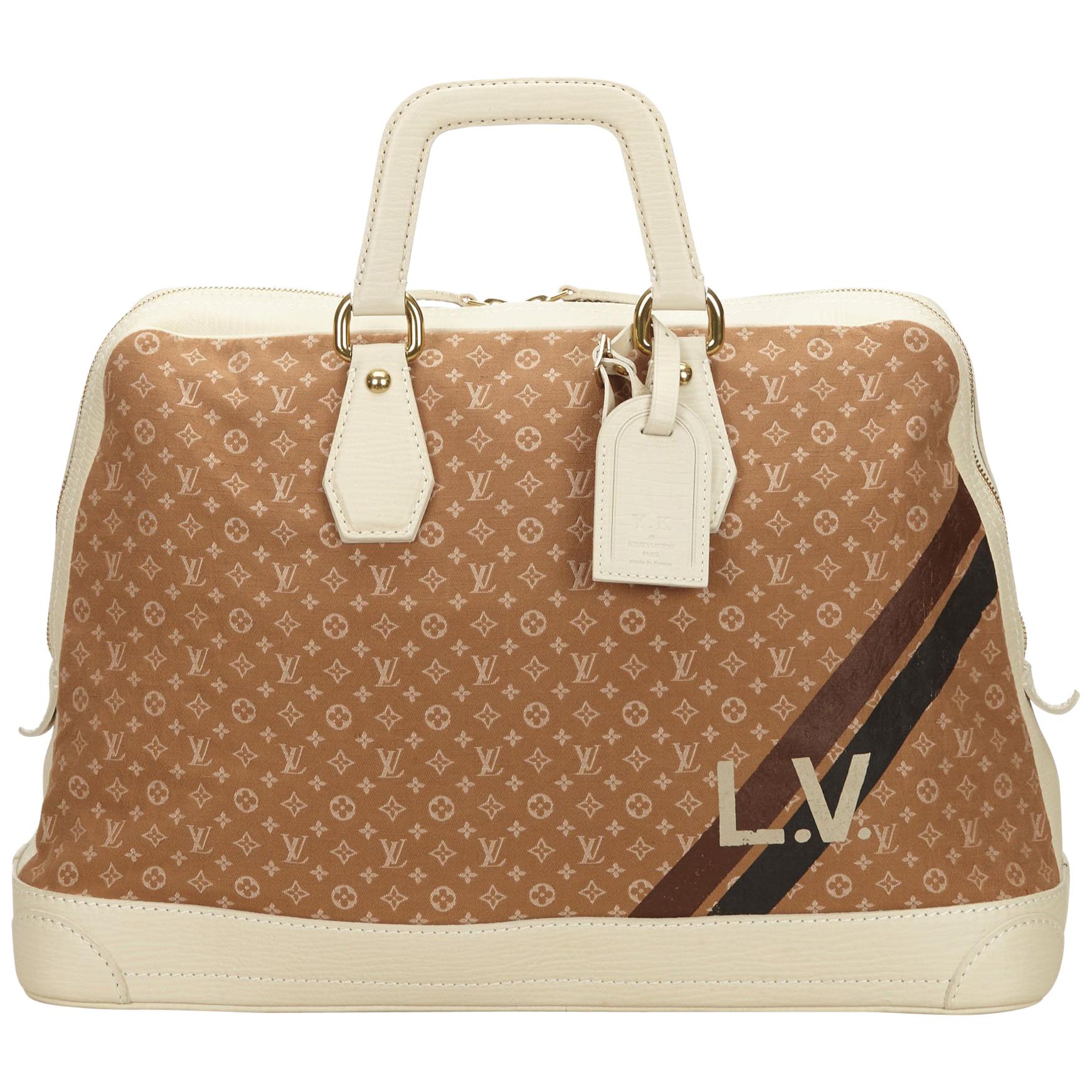 Louis Vuitton Brown x Camel Mini Lin Initiales Isfahan Travel Bag For Sale