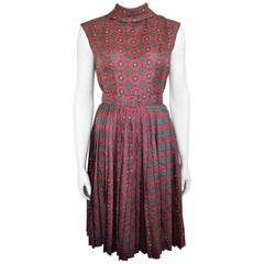 vintage paisley dress Vintage Hand-Made Pleated Paisley Dress, Circa 1960