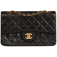 1994 Chanel Black Quilted Lambskin Vintage Small Classic Double Flap Bag