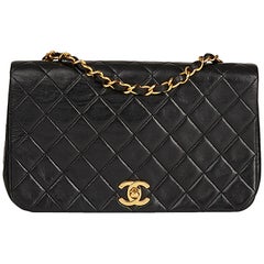 1990 Chanel Black Quilted Lambskin Small Classic Single Full Flap Bag