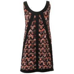 Stunning Missoni Multicolor Crochet Knit Mini Dress 