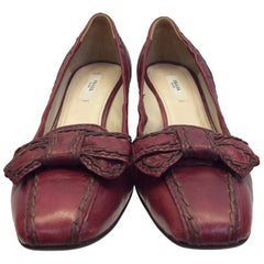 Prada Burgundy Leather Bow Heels
