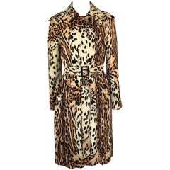 1960s Rain-Paka Traveler Jersey Leopard Print Foldable Trench Coat