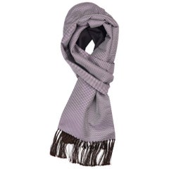 Tom Ford Men's Silver Burgundy Geometric Print Silk Cashmere Scarf