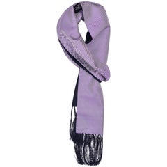 om Ford Men's Silver Purple Geometric Print Silk Cashmere Scarf