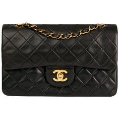 1994 Chanel Black Quilted Lambskin Vintage Small Classic Double Flap Bag