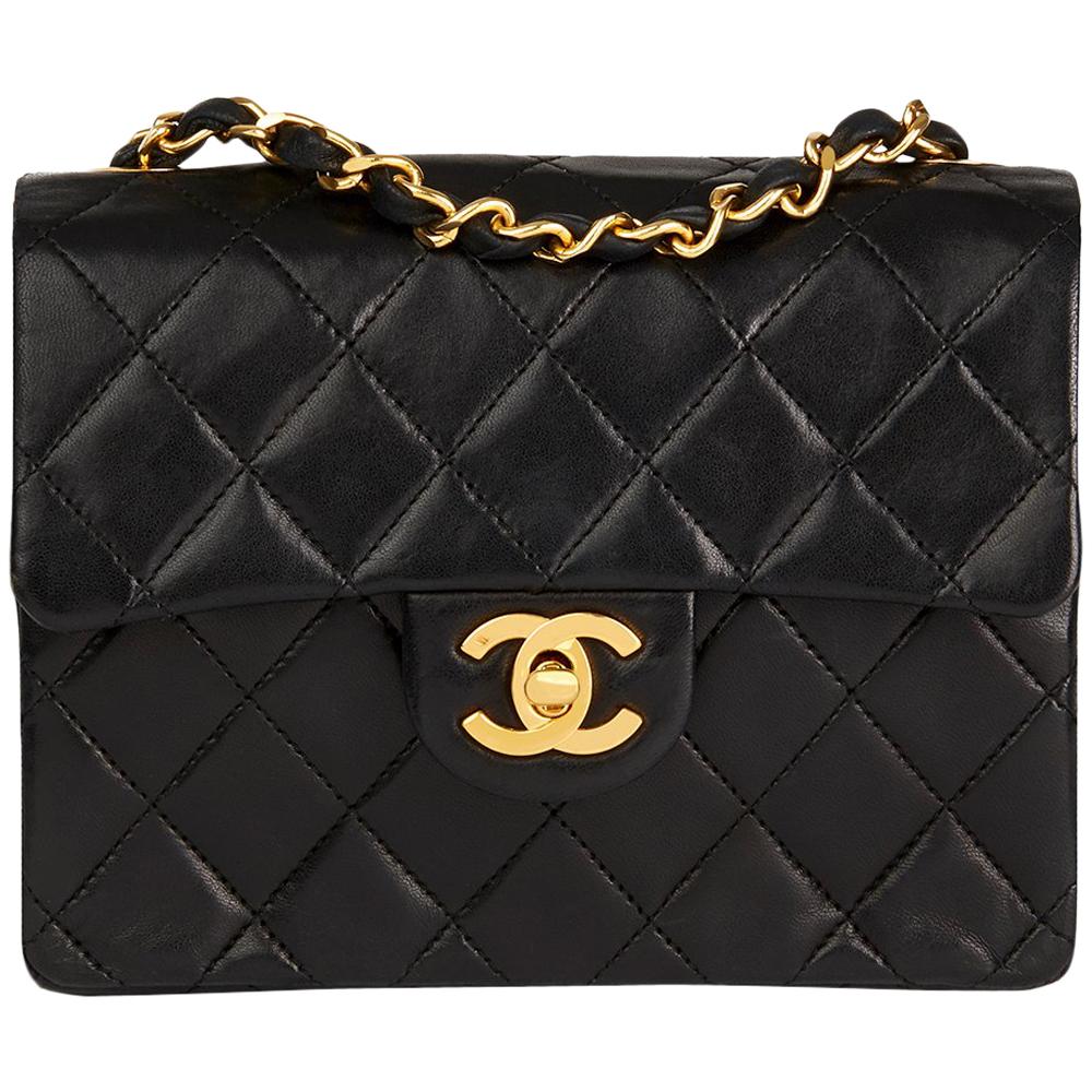 1986 Chanel Black Quilted Lambskin Vintage Mini Flap Bag