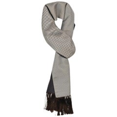 Tom Ford Men's Silver Brown Geometric Print Silk Cashmere Scarf 