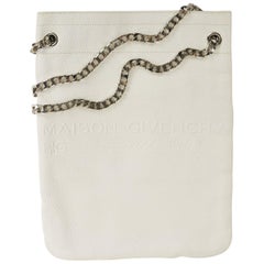 Givenchy White Leather Maison Silver Chain Strap Shoulder Bag