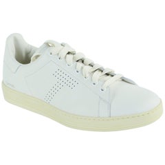 Tom Ford Men's Cream Warwick Grained Leather Low-Top Sneakers