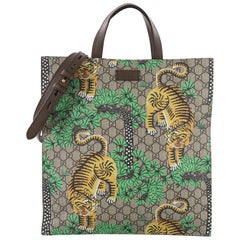 Gucci Convertible Soft Open Tote Bengal Print GG Coated Canvas Tall