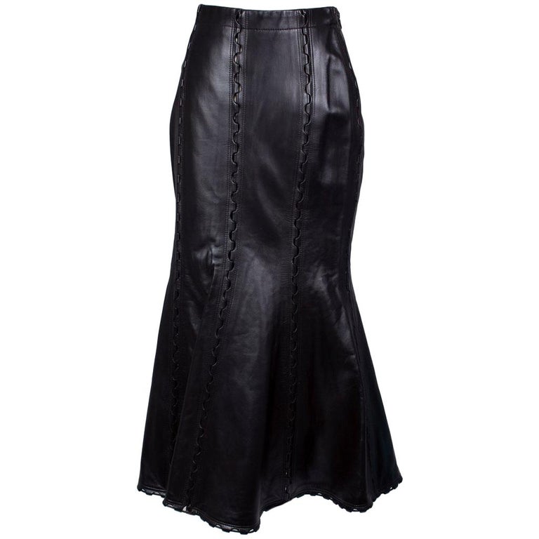 Alaia Black Leather Mermaid Skirt at 1stDibs