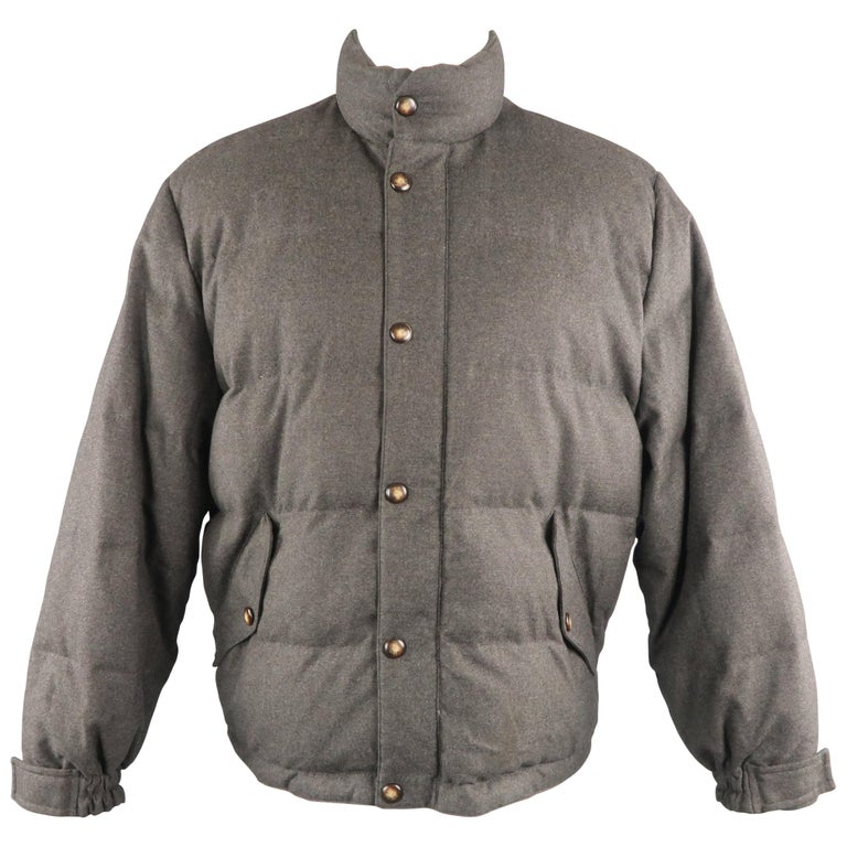 LORO PIANA M Charcoal Quilted Wool Jacket at 1stdibs