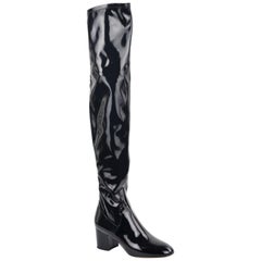 Valentino Black Patent Leather Thigh High Boots