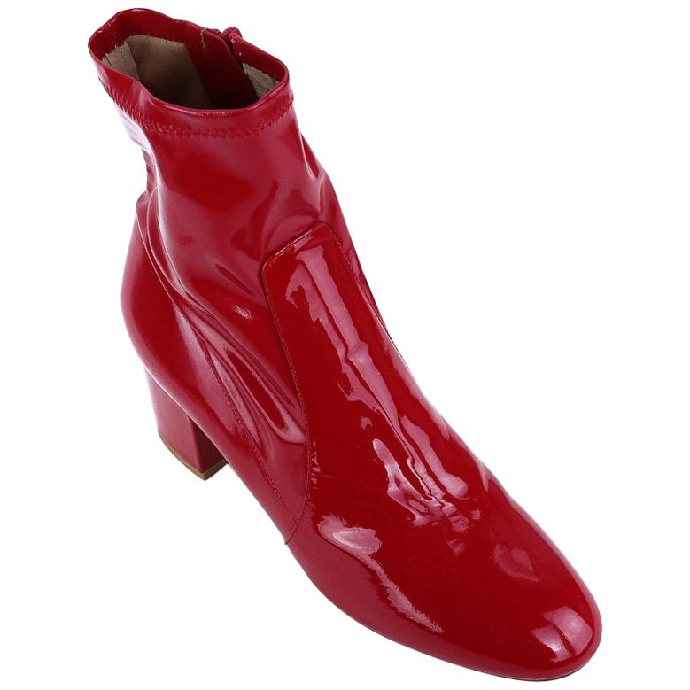 Valentino Red Patent Leather Ankle Boots For Sale