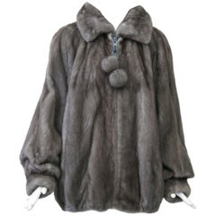 Vintage Gray Mink Zippered Jacket