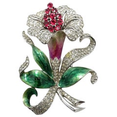 Rare Vintage Signed MB Marcel Boucher 3-Dimensional Orchid Brooch