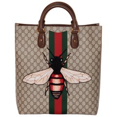 Gucci Bee Embroided GG Supreme Canvas Tote 