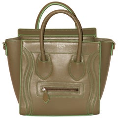 Celine - Sac de voyage Nano en cuir kaki clair