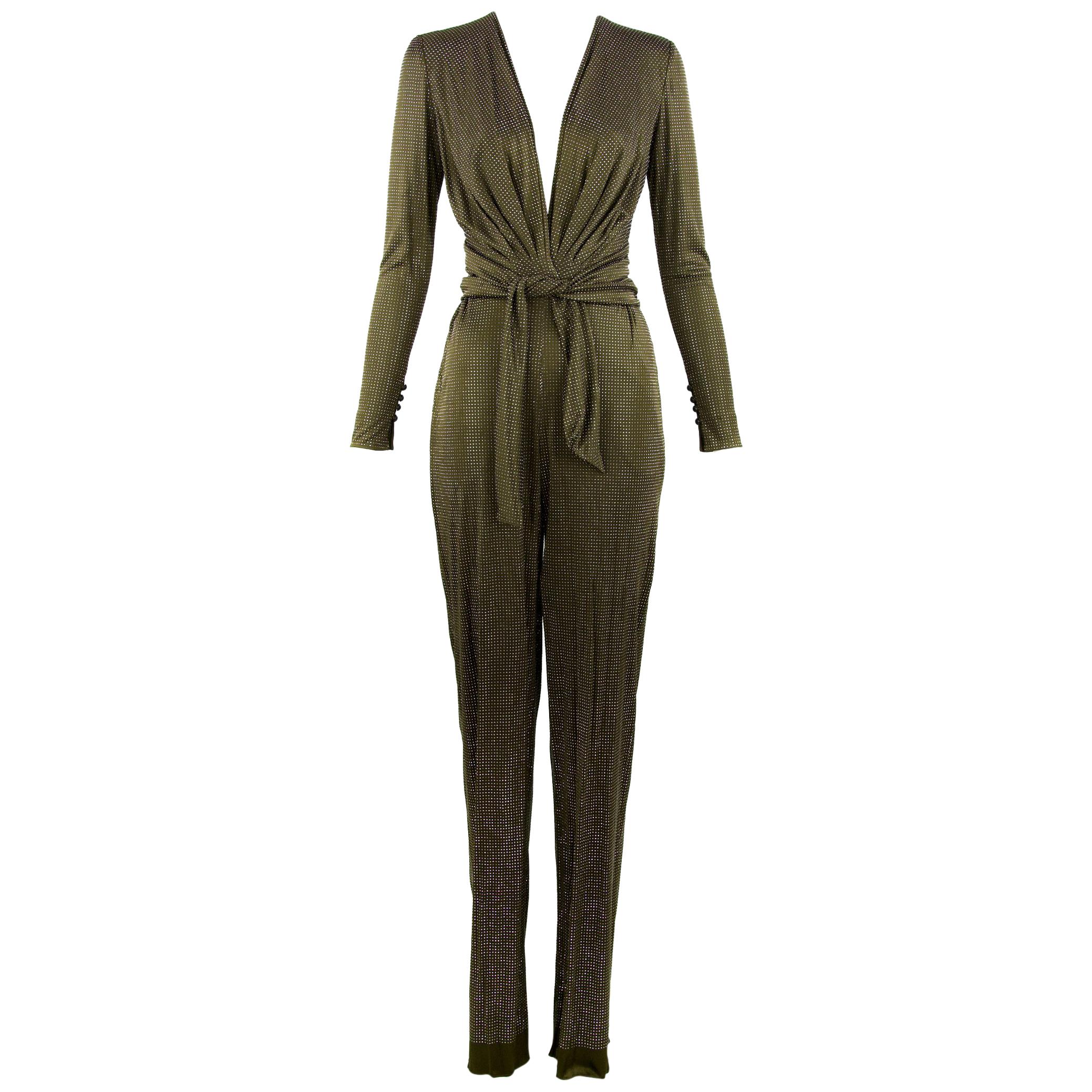 Pucci Brown & Silver Beaded Jumpsuit - Size IT 44