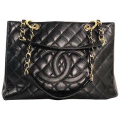 Chanel Caviar Leather Grand Shopping Tote w Gold Hardware in Black Shoulder Bag