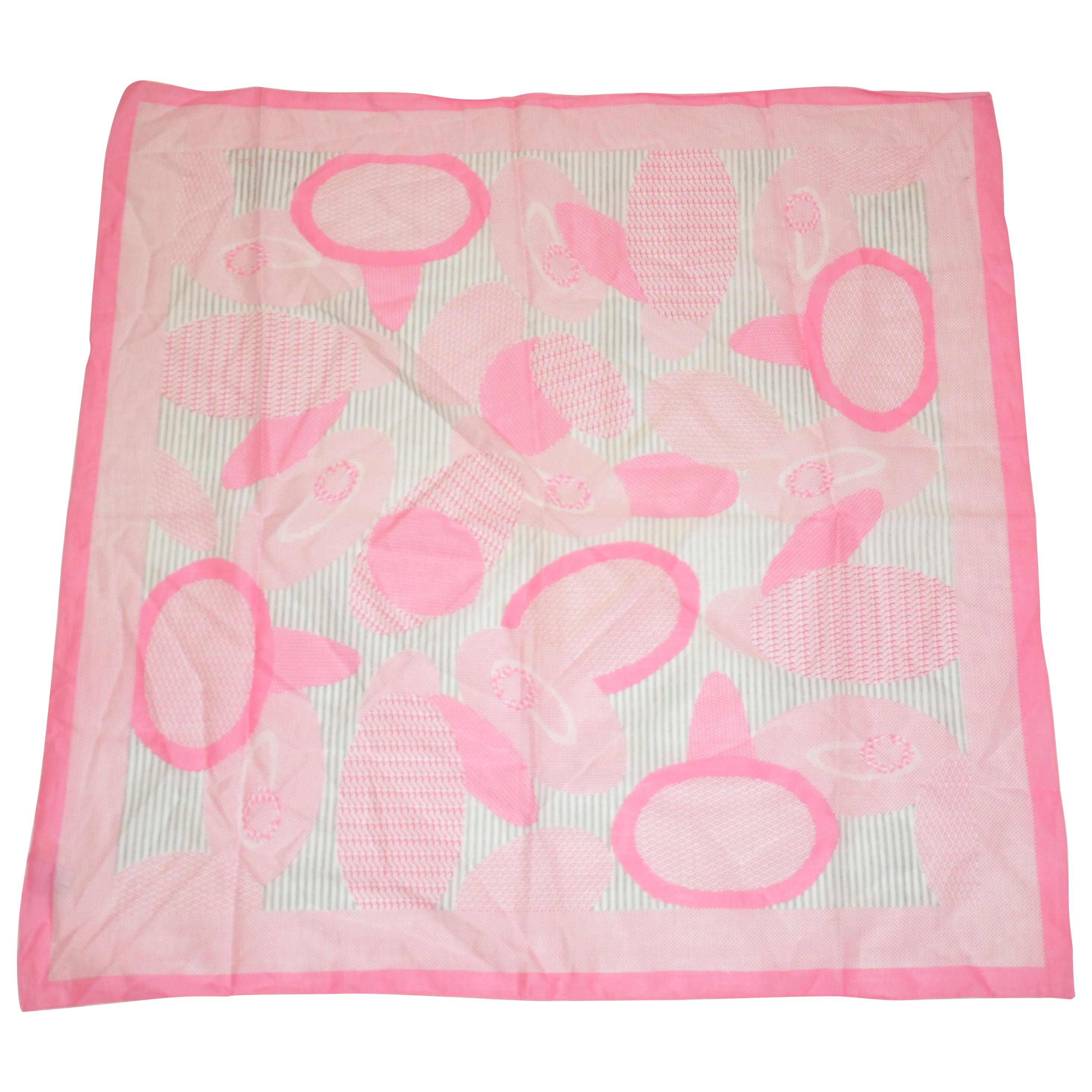 Oscar de la Renta "Summer Pinks & Stripes" Cotton Scarf For Sale