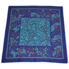 Shades of Lapis & Blues "Jungle" with Lapis Border Fringed Scarf