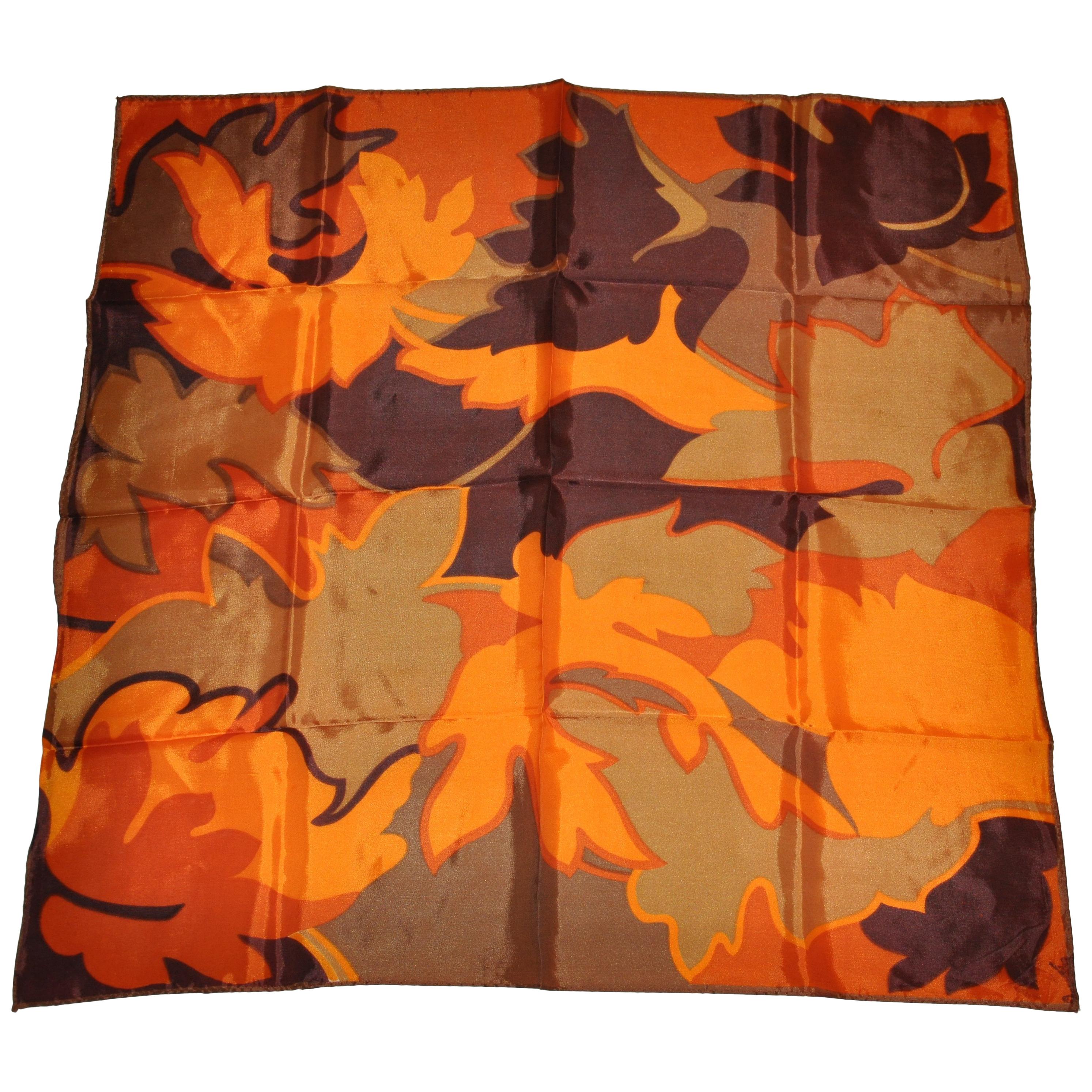 Multicolor of Golden Browns "Falling Leaves" Scarf For Sale