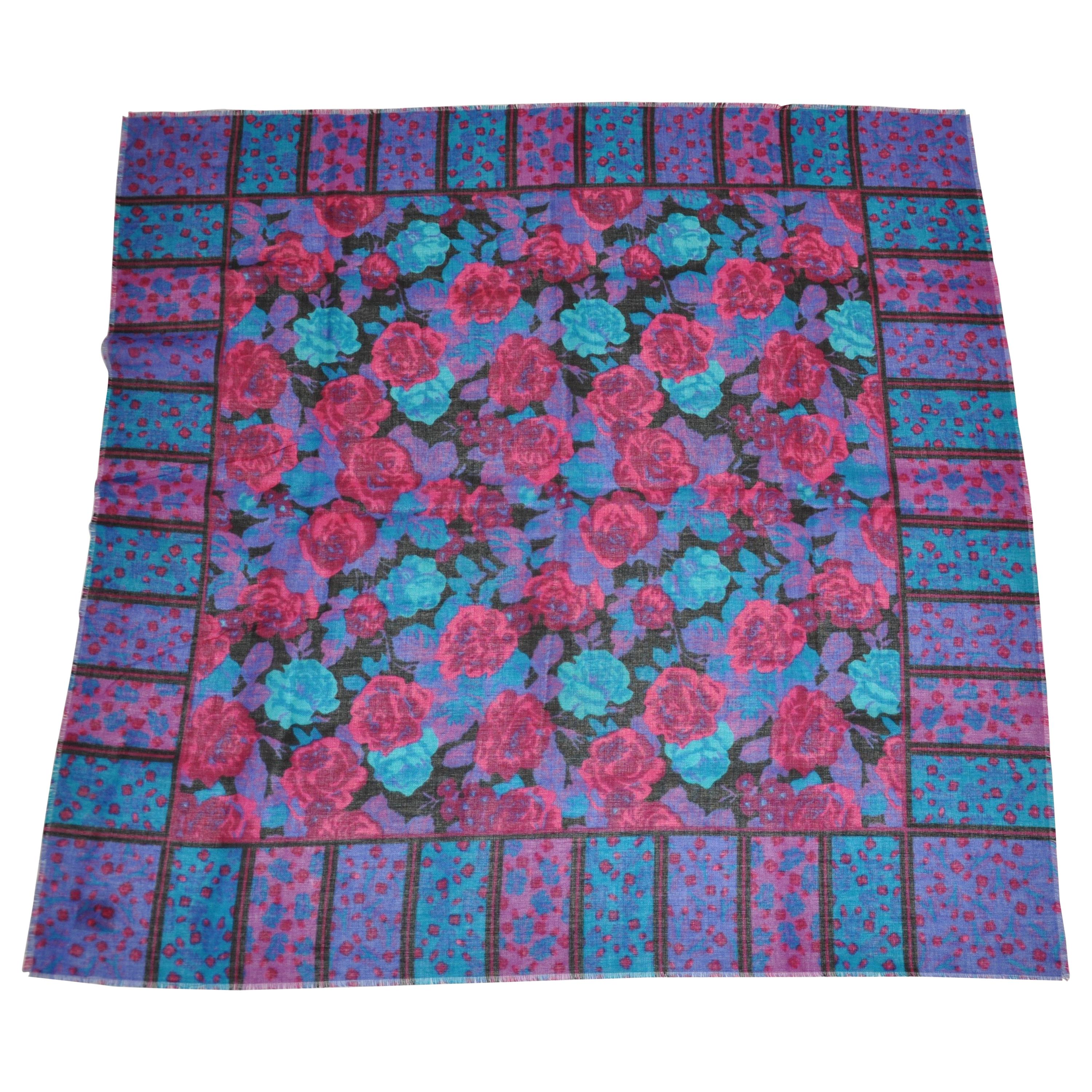 Glentex Warm Floral Fringed Scarf For Sale