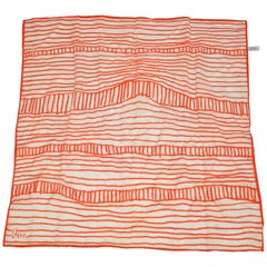 Retro Vera Whimsical Ivory & Tangerine "Bridge Over Waters" Acetate Scarf