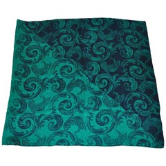 Jeannene Booher for Maggy London Large Rich Emerald & Black Palsey Silk Scarf