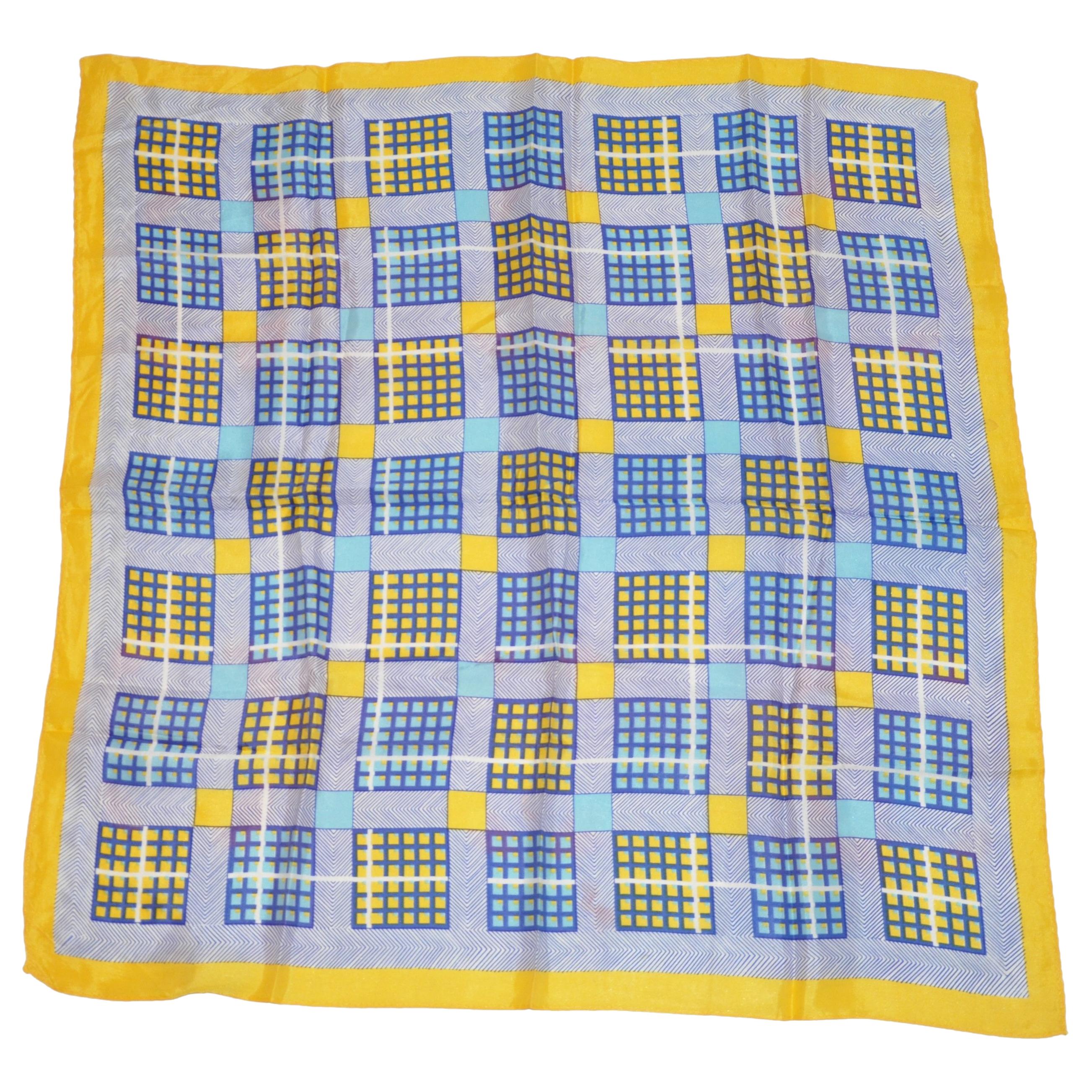 "Summer Time Plaids" with Yellow Borders Scarf For Sale