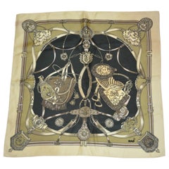 Mondi Gold & Black Detailed "Riding Gear" Silk Jacquard Scarf