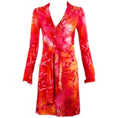 Iconic Gianni Versace Couture Tropical Print Dress in Pink - Size IT 42