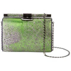 TYLER ELLIS Anjuli Clutch Medium Green/Purple Psychedelic Fish Gunmetal Hardware