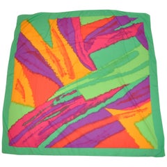 Vintage Honey "Bold Burst of Colors" with Green Borders Scarf