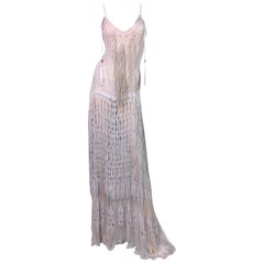 S/S 2011 Roberto Cavalli Runway Sheer Gray Knit Plunging Gown Dress
