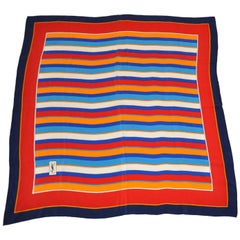 Yves Saint Laurent Multi-Color Multi-Sized Striped Silk Scarf