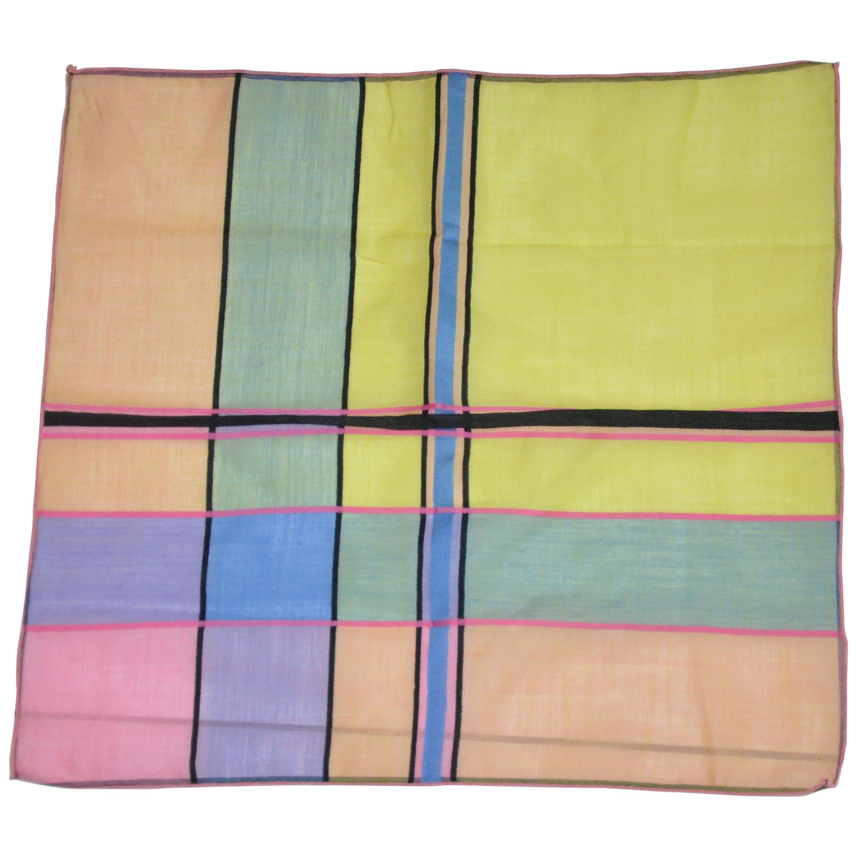 Mehrfarbiges Taschentuch aus abstrakter Schweizer Baumwolle mit Mikrolackierungen an den Rändern