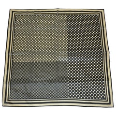 Vera Black & Taupe Multi-Size Polka Dots and Multi-Size Stripes Scarf