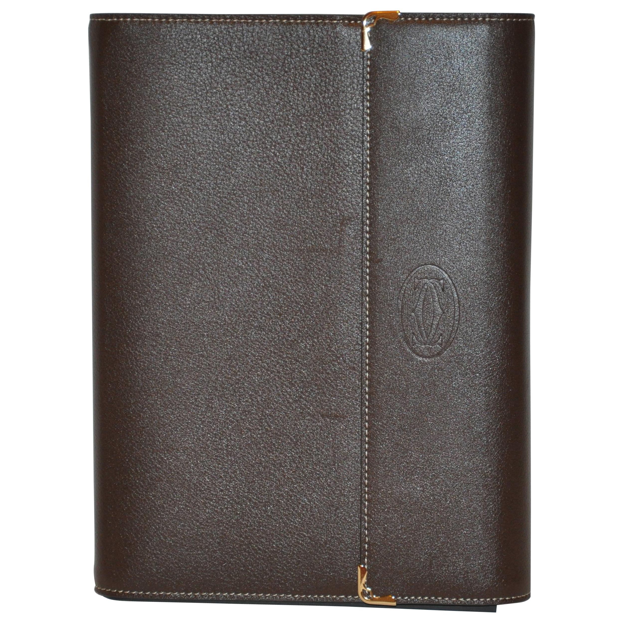 Cartier Signature Monogram Textured Coco-Brown & Gold Hardware Covered Notebook
