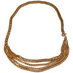 Thick Polished Gilded Gold Vermeil Hardware 4-Tier Adjustable Chain Belt