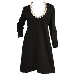 1960s Donald Brooks Black Cocktail Dress with Riviera Rhinestone Neckline